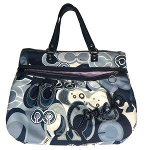 Coach Poppy 15375 Applique Glam Denim Large Tote